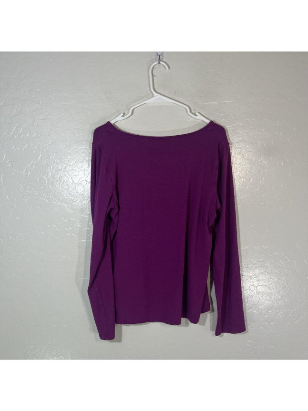 Eileen Fisher Shirt Womens Large Purple Solid Scoop Neck Long Sleeve Jersey Top - Picture 5 of 7